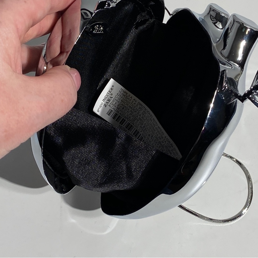 Zara Human Heart Silver Metal Hard Case Bag - Picture 6 of 8